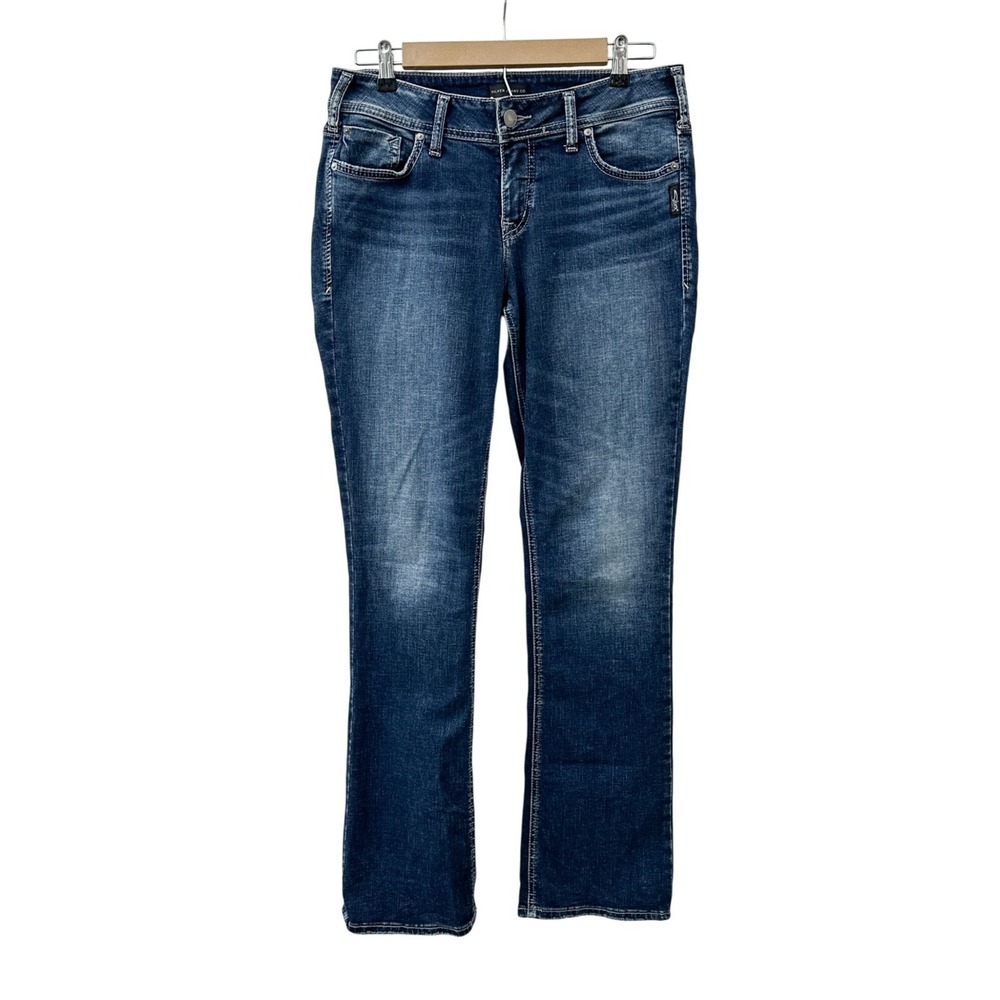 Silver Jeans Co. Womens Elyse Slim Bootcut Leg Jeans Dark Wash Blue Denim 29x33